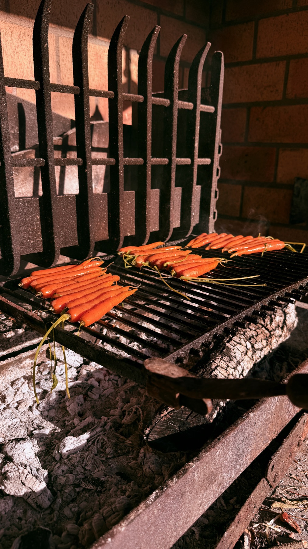Carottes fanes grillées au brasero